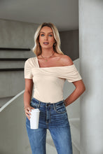 Women's Casual Crop Top Short Sleeve Stretch Summer One Shoulder Off Shoulder T-Shirts