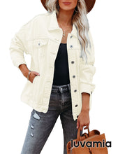 luvamia Womens Jean Jacket Oversized Boyfriend Trucker Denim Jackets for Women Shacket