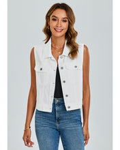 luvamia Denim Vest for Women Sleeveless Cropped Jean Jacket Vests Top Western Outfit Fashion Casual Vests with Pockets