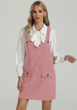 luvamia Corduroy Overall Dress for Women Adjustable Straps Casual Fashion Overalls Pinafore Short Dresses with Pockets