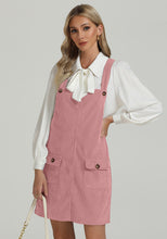 luvamia Corduroy Overall Dress for Women Adjustable Straps Casual Fashion Overalls Pinafore Short Dresses with Pockets