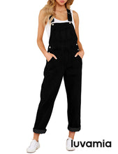 luvamia Women's Casual Stretch Adjustable Denim Bib Overalls Jeans Pants Jumpsuits