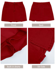 luvamia Skorts Skirts for Women Denim Mini Skirt Side Slit with High Waisted Jean Shorts Stretchy