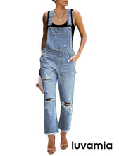 luvamia Women's Casual Stretch Adjustable Denim Bib Overalls Jeans Pants Jumpsuits