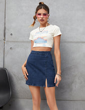 luvamia Jean Skirt for Women with Slit High Wasited Bodycon Stretch Pencil Mini Short Denim Skirts