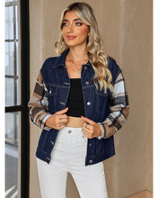 luvamia Jean Jackets for Women Fashion Flannel Plaid Shacket Jacket Oversized Button Down Trucker Denim Shirt Jackets