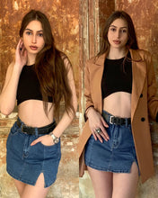 luvamia Skorts Skirts for Women Denim Mini Skirt Side Slit with High Waisted Jean Shorts Stretchy