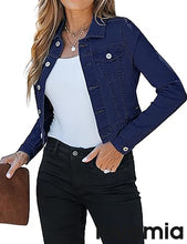 luvamia 2025 Cropped Jean Jackets for Women Fashion Short Denim Shacket Jacket Lightweight Fitted Stretchy with Pockets