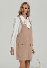 luvamia Corduroy Overall Dress for Women Adjustable Straps Casual Fashion Overalls Pinafore Short Dresses with Pockets