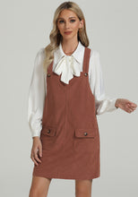 luvamia Corduroy Overall Dress for Women Adjustable Straps Casual Fashion Overalls Pinafore Short Dresses with Pockets