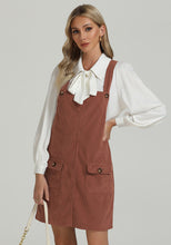 luvamia Corduroy Overall Dress for Women Adjustable Straps Casual Fashion Overalls Pinafore Short Dresses with Pockets