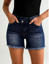 luvamia Jean Shorts for Women High Wasited Trendy Stretchy Crossover Wasit Denim Shorts Raw Hem Casual Summer Pockets