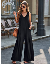 luvamia Jumpsuits for Women Causal Sleeveless Wide Leg Overall Jumpsuit Baggy Loose Onesie Jumpers With Pockets Lounge