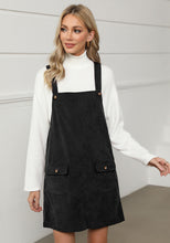 luvamia Corduroy Overall Dress for Women Adjustable Straps Casual Fashion Overalls Pinafore Short Dresses with Pockets