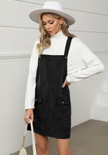 luvamia Corduroy Overall Dress for Women Adjustable Straps Casual Fashion Overalls Pinafore Short Dresses with Pockets