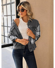 luvamia Jean Jackets for Women Fashion Flannel Plaid Shacket Jacket Oversized Button Down Trucker Denim Shirt Jackets