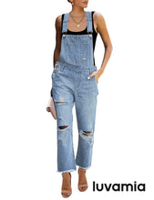 luvamia Women's Casual Stretch Adjustable Denim Bib Overalls Jeans Pants Jumpsuits