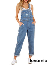 luvamia Women's Casual Stretch Adjustable Denim Bib Overalls Jeans Pants Jumpsuits