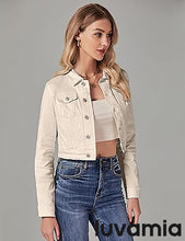 luvamia 2025 Cropped Jean Jackets for Women Fashion Short Denim Shacket Jacket Lightweight Fitted Stretchy with Pockets