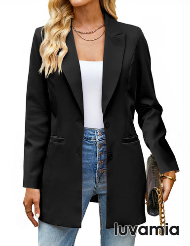 2023 Blazers for Women Business Casual Long Blazer Jackets Dressy Work  Professional Office Outfits Lapel with Pockets