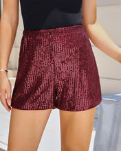 luvamia Sequin Shorts for Women Trendy High Waisted Stretchy Pull On Glitter Sparkly Short Pants Holiday Party Outfits