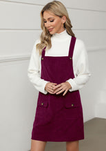 luvamia Corduroy Overall Dress for Women Adjustable Straps Casual Fashion Overalls Pinafore Short Dresses with Pockets