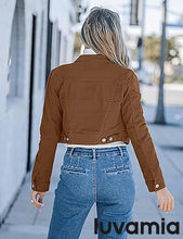 luvamia 2025 Cropped Jean Jackets for Women Fashion Short Denim Shacket Jacket Lightweight Fitted Stretchy with Pockets