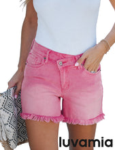luvamia Jean Shorts for Women High Wasited Trendy Stretchy Crossover Wasit Denim Shorts Raw Hem Casual Summer Pockets
