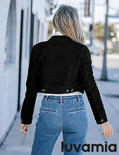 luvamia 2025 Cropped Jean Jackets for Women Fashion Short Denim Shacket Jacket Lightweight Fitted Stretchy with Pockets