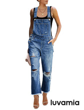 luvamia Women's Casual Stretch Adjustable Denim Bib Overalls Jeans Pants Jumpsuits