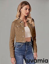 luvamia 2025 Cropped Jean Jackets for Women Fashion Short Denim Shacket Jacket Lightweight Fitted Stretchy with Pockets