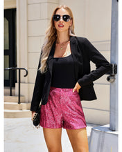 luvamia Sequin Shorts for Women Trendy High Waisted Stretchy Pull On Glitter Sparkly Short Pants Holiday Party Outfits