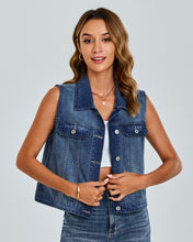 luvamia Denim Vest for Women Sleeveless Cropped Jean Jacket Vests Top Western Outfit Fashion Casual Vests with Pockets
