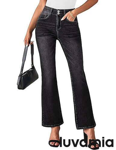 LUVAMIA Women's Flare Denim High Waisted Bell Bottom Stretch Casual Jeans