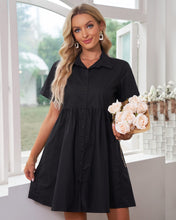 luvamia Shirt Dresses for Women Button Down Babydoll Collared Swing A Line Short Tunic Dress