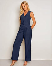 LUVAMIA Women 2 piece Vest Set Wide Leg Business Casual V Neck Sleeveless Suit Work Pant
