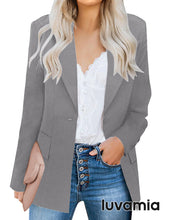 luvamia Women's Casual Long Sleeve Lapel Button Slim Work Office Blazer Jacket