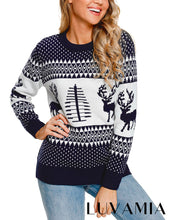 luvamia Women's Crewneck Ugly Christmas Sweater Casual Knit Pullover Sweater Top