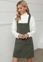 luvamia Corduroy Overall Dress for Women Adjustable Straps Casual Fashion Overalls Pinafore Short Dresses with Pockets