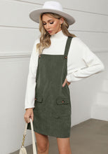 luvamia Corduroy Overall Dress for Women Adjustable Straps Casual Fashion Overalls Pinafore Short Dresses with Pockets