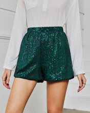 luvamia Sequin Shorts for Women Trendy High Waisted Stretchy Pull On Glitter Sparkly Short Pants Holiday Party Outfits