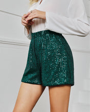 luvamia Sequin Shorts for Women Trendy High Waisted Stretchy Pull On Glitter Sparkly Short Pants Holiday Party Outfits