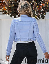 luvamia 2025 Cropped Jean Jackets for Women Fashion Short Denim Shacket Jacket Lightweight Fitted Stretchy with Pockets