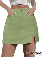 luvamia Skorts Skirts for Women Denim Mini Skirt Side Slit with High Waisted Jean Shorts Stretchy