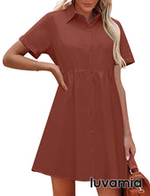 luvamia Shirt Dresses for Women Button Down Babydoll Collared Swing A Line Short Tunic Dress