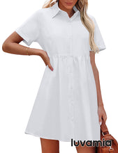 luvamia Shirt Dresses for Women Button Down Babydoll Collared Swing A Line Short Tunic Dress