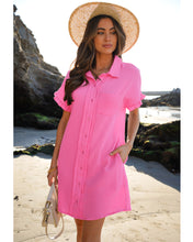 luvamia Womens Beach Cover Up Dress Cotton Button Down Shirt Dresses Casual Ruffle Sleeves Summer Dresses with Pockets