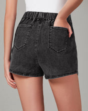 LUVAMIA Denim High Waisted Shorts Skort Stretch Asymmetrical Wrap Skirt