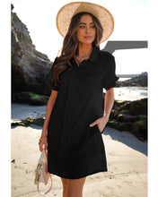 luvamia Womens Beach Cover Up Dress Cotton Button Down Shirt Dresses Casual Ruffle Sleeves Summer Dresses with Pockets