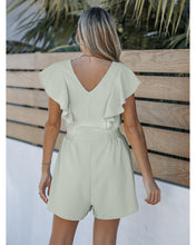 luvamia Rompers for Women Dressy Casual Ruffle Button Down Smocked Waist Flowy Short Jumpsuits Summer Vacation Romper